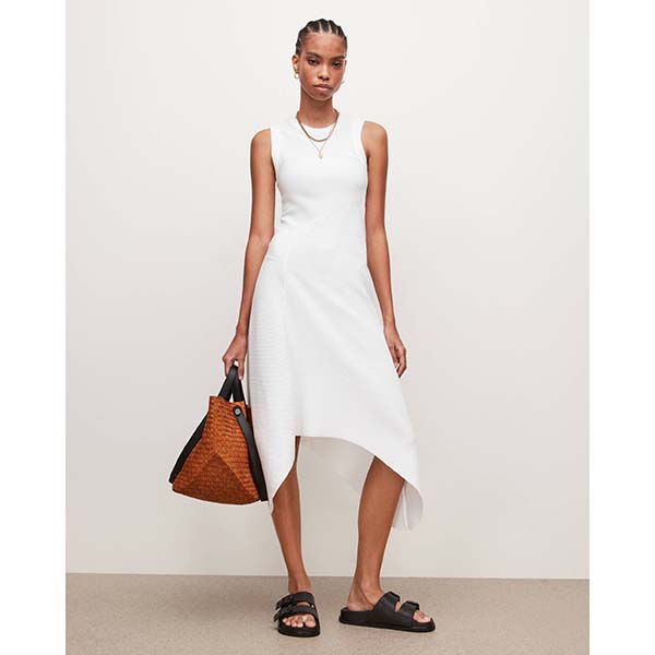 Allsaints Australia Womens Gia Asymmetrical Midi Dress White AU78-904